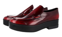 Prada Men's Red Brushed Spazzolato Leather Plateau Loafer Business Shoes 2DG117