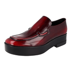 Prada Men's Red Brushed Spazzolato Leather Plateau Loafer Business Shoes 2DG117