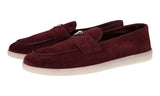 Prada Men's Red Leather  Burgundy Bordeaux Loafers 2DG124