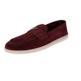 Prada Men's Red Leather  Burgundy Bordeaux Loafers 2DG124