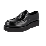 Prada Men's Black Brushed Spazzolato Leather Chocolate Platform Loafer Loafers 2DG147