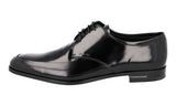 Prada Men's Black Brushed Spazzolato Leather Derby Business Shoes 2E1598