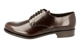 Prada Men's Brown Brushed Spazzolato Leather Derby Business Shoes 2EA104