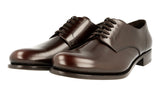 Prada Men's Brown Brushed Spazzolato Leather Derby Business Shoes 2EA104