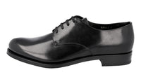 Prada Men's Black welt-sewn Leather Shearling Fur Derby Business Shoes 2EA113