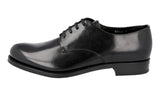 Prada Men's Black welt-sewn Leather Shearling Fur Derby Business Shoes 2EA113