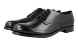 Prada Men's Black welt-sewn Leather Shearling Fur Derby Business Shoes 2EA113