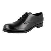 Prada Men's Black welt-sewn Leather Shearling Fur Derby Business Shoes 2EA113