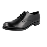 Prada Men's Black welt-sewn Leather Shearling Fur Derby Business Shoes 2EA113