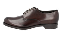 Prada Men's Brown welt-sewn Leather Shearling Fur Derby Business Shoes 2EA113