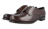 Prada Men's Brown welt-sewn Leather Shearling Fur Derby Business Shoes 2EA113