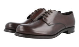 Prada Men's Brown welt-sewn Leather Shearling Fur Derby Business Shoes 2EA113
