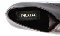 Prada Men's Brown welt-sewn Leather Shearling Fur Derby Business Shoes 2EA113