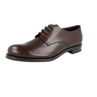Prada Men's Brown welt-sewn Leather Shearling Fur Derby Business Shoes 2EA113