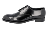 Prada Men's Black welt-sewn Leather Bespoke Welt Sewn Cap Toe Derby Business Shoes 2EA129