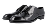 Prada Men's Black welt-sewn Leather Bespoke Welt Sewn Cap Toe Derby Business Shoes 2EA129