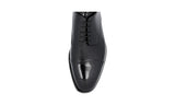 Prada Men's Black welt-sewn Leather Bespoke Welt Sewn Cap Toe Derby Business Shoes 2EA129