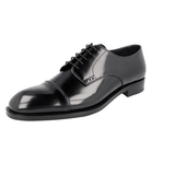Prada Men's Black welt-sewn Leather Bespoke Welt Sewn Cap Toe Derby Business Shoes 2EA129