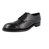 Prada Men's Black welt-sewn Leather Welt Sewn Cap Toe Derby Business Shoes 2EA129