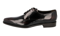 Prada Men's Brown Brushed Spazzolato Leather Derby Business Shoes 2EA148