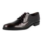 Prada Men's Brown Brushed Spazzolato Leather Derby Business Shoes 2EA148