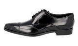 Prada Men's Black Brushed Spazzolato Leather Derby Business Shoes 2EA150