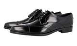 Prada Men's Black Brushed Spazzolato Leather Derby Business Shoes 2EA150