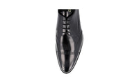 Prada Men's Black Brushed Spazzolato Leather Derby Business Shoes 2EA150