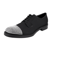 Prada Men's Black Crystal Cap Toe Derby Lace-up Shoes 2EA163