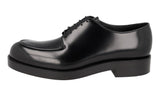 Prada Men's Black Brushed Spazzolato Leather Brushed Spazzolato Derby Lace-up Dress Business Shoes 2EA166