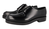 Prada Men's Black Brushed Spazzolato Leather Brushed Spazzolato Derby Lace-up Dress Business Shoes 2EA166