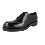 Prada Men's Black Brushed Spazzolato Leather Brushed Spazzolato Derby Lace-up Dress Business Shoes 2EA166