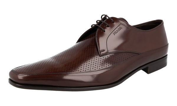 Prada Men's 2EB005 MGO F0003 Brushed Spazzolato Leather Business Shoes