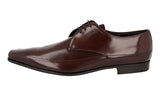 Prada Men's Brown Brushed Spazzolato Leather Pointed Pique Derby Business Shoes 2EB005