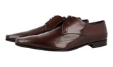 Prada Men's Brown Brushed Spazzolato Leather Pointed Pique Derby Business Shoes 2EB005