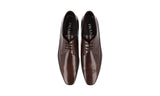 Prada Men's Brown Brushed Spazzolato Leather Pointed Pique Derby Business Shoes 2EB005