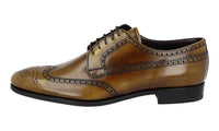 Prada Men's Brown Full Brogue Leather Derby Business Shoes 2EB044
