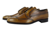 Prada Men's Brown Full Brogue Leather Derby Business Shoes 2EB044