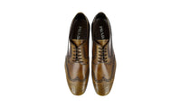 Prada Men's Brown Full Brogue Leather Derby Business Shoes 2EB044