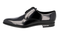 Prada Men's Black Brushed Spazzolato Leather Derby Business Shoes 2EB113