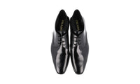 Prada Men's Black Brushed Spazzolato Leather Derby Business Shoes 2EB113