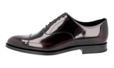 Prada Men's Brown Brushed Spazzolato Leather Polished Oxford Cap Toe Formal Business Shoes 2EB129