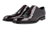 Prada Men's Brown Brushed Spazzolato Leather Polished Oxford Cap Toe Formal Business Shoes 2EB129
