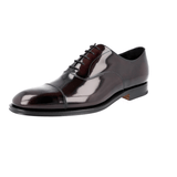 Prada Men's Brown Brushed Spazzolato Leather Polished Oxford Cap Toe Formal Business Shoes 2EB129