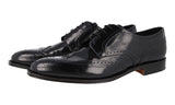 Prada Men's Black Brushed Spazzolato Leather Full Brogue Business Shoes 2EB153
