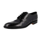 Prada Men's Black Brushed Spazzolato Leather Full Brogue Business Shoes 2EB153