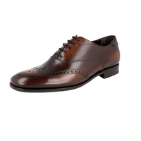 Prada Men's Brown Full Brogue Leather Oxford Business Shoes 2EB157