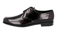 Prada Men's Brown Brushed Spazzolato Leather Derby Business Shoes 2EB171