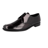 Prada Men's Brown Brushed Spazzolato Leather Derby Business Shoes 2EB171