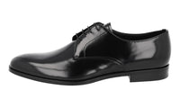 Prada Men's Black Brushed Spazzolato Leather Derby Business Shoes 2EB174